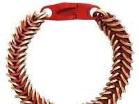 AW15-RGSH RED  Zavijah Leather Necklace Red patent leather necklace featuring gold and silver accented edges.